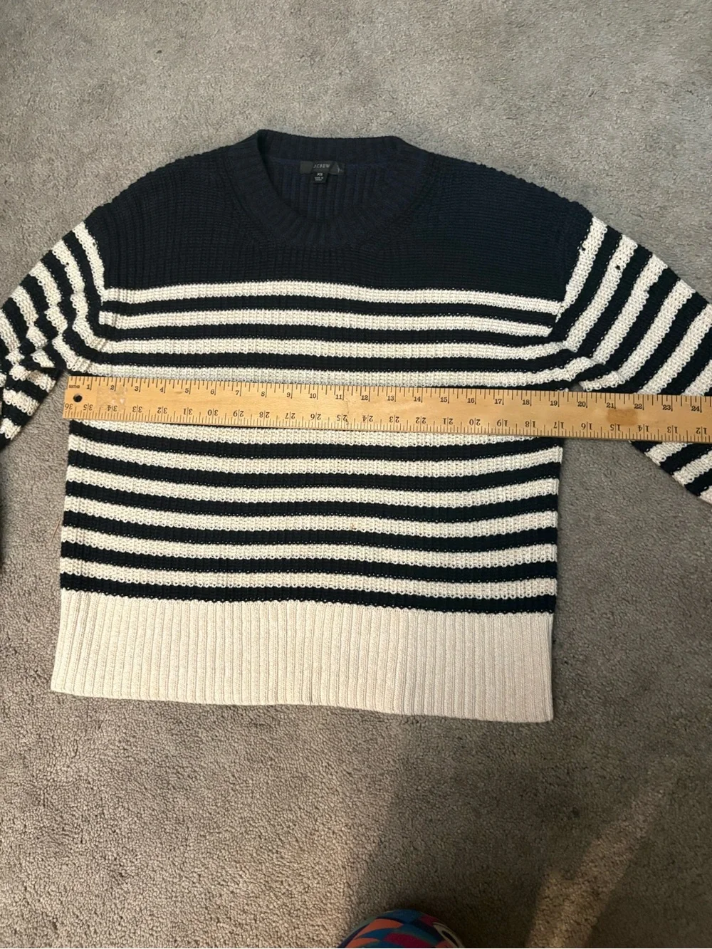 J. Crew Navy and White Striped Knit Sweater